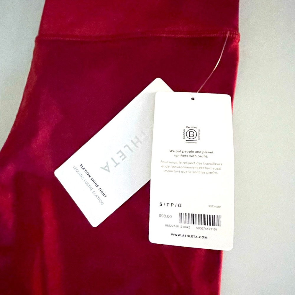 NEW W TAGS Athleta elation shine, cranberry leggings